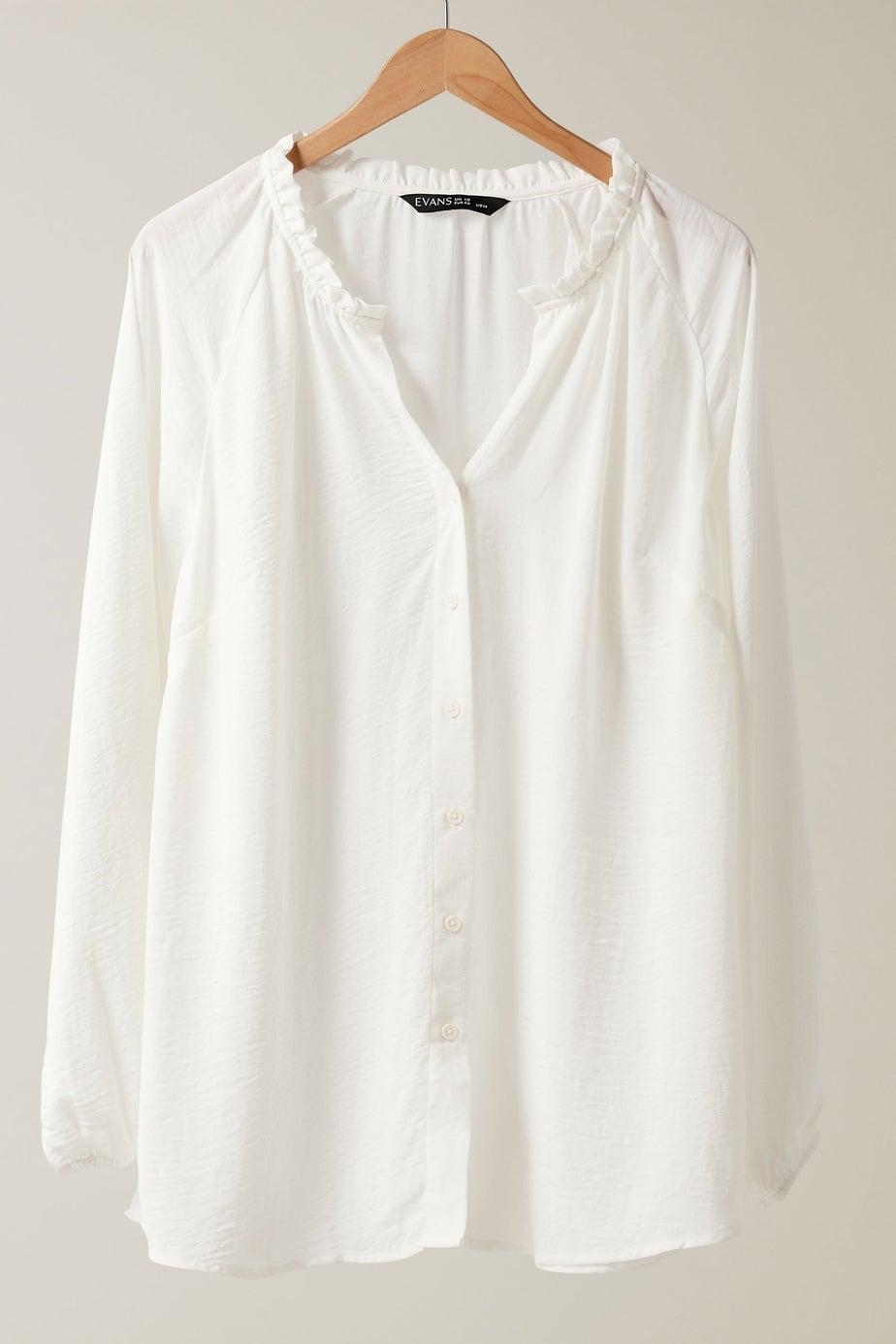 EVANS Curve White Frill Neck Blouse