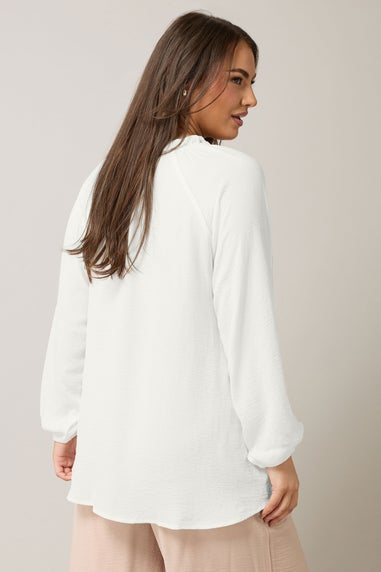 EVANS Curve White Frill Neck Blouse