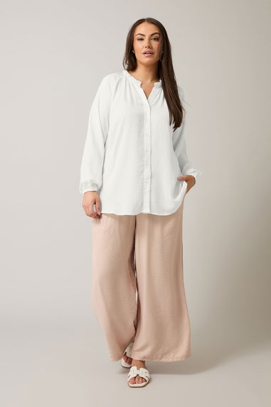 EVANS Curve White Frill Neck Blouse