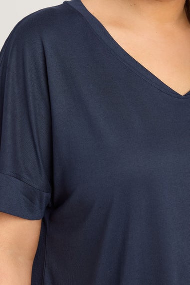 Evans Curve Navy Blue Short Sleeve Modal Rich T-Shirt