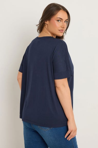 Evans Curve Navy Blue Short Sleeve Modal Rich T-Shirt