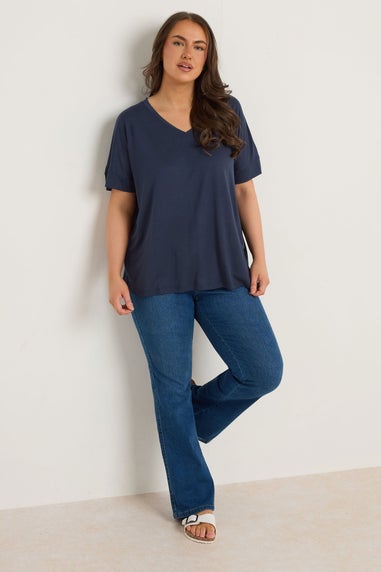 Evans Curve Navy Blue Short Sleeve Modal Rich T-Shirt