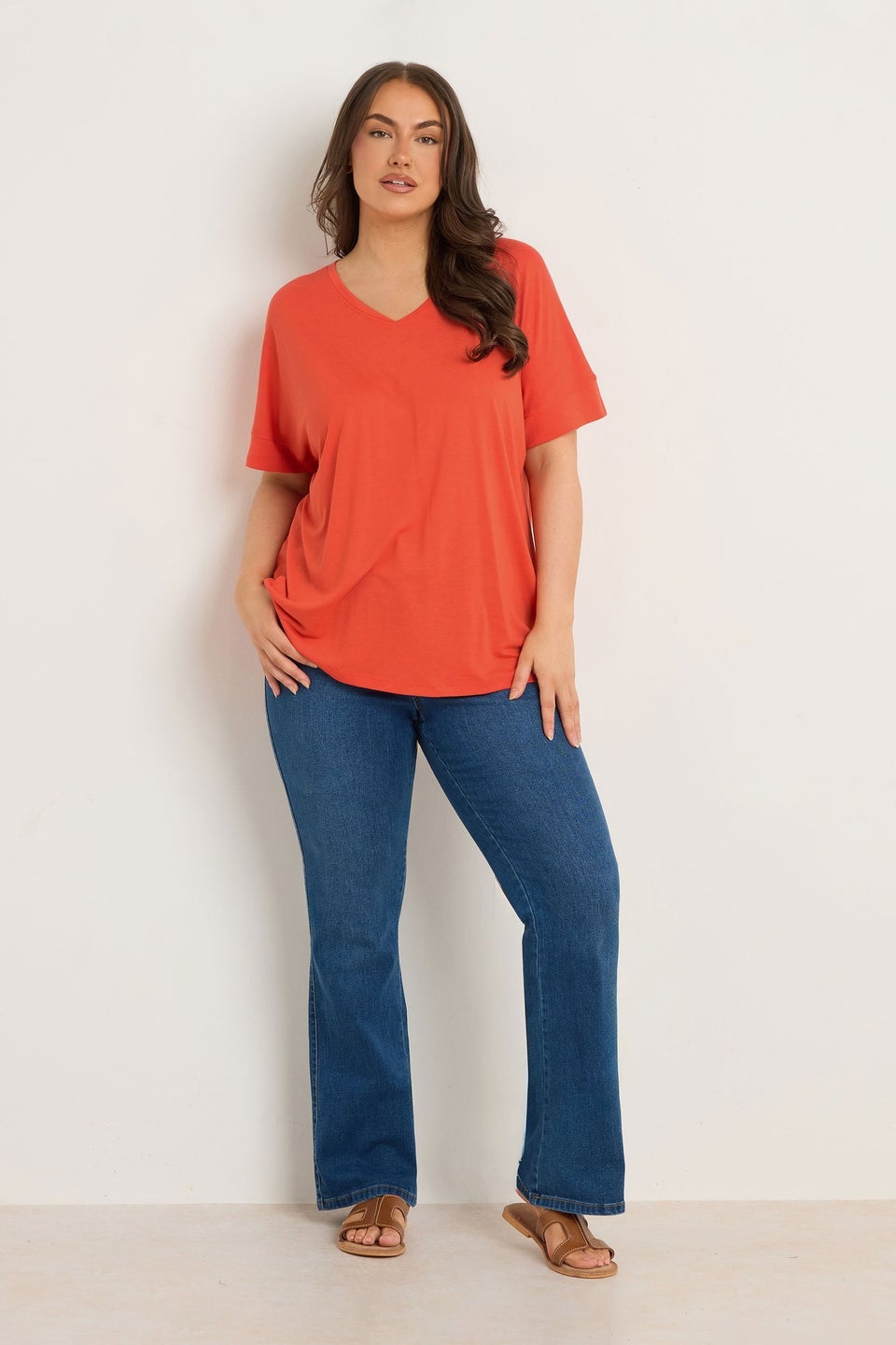 Evans Curve Orange Short Sleeve Modal Rich T-Shirt