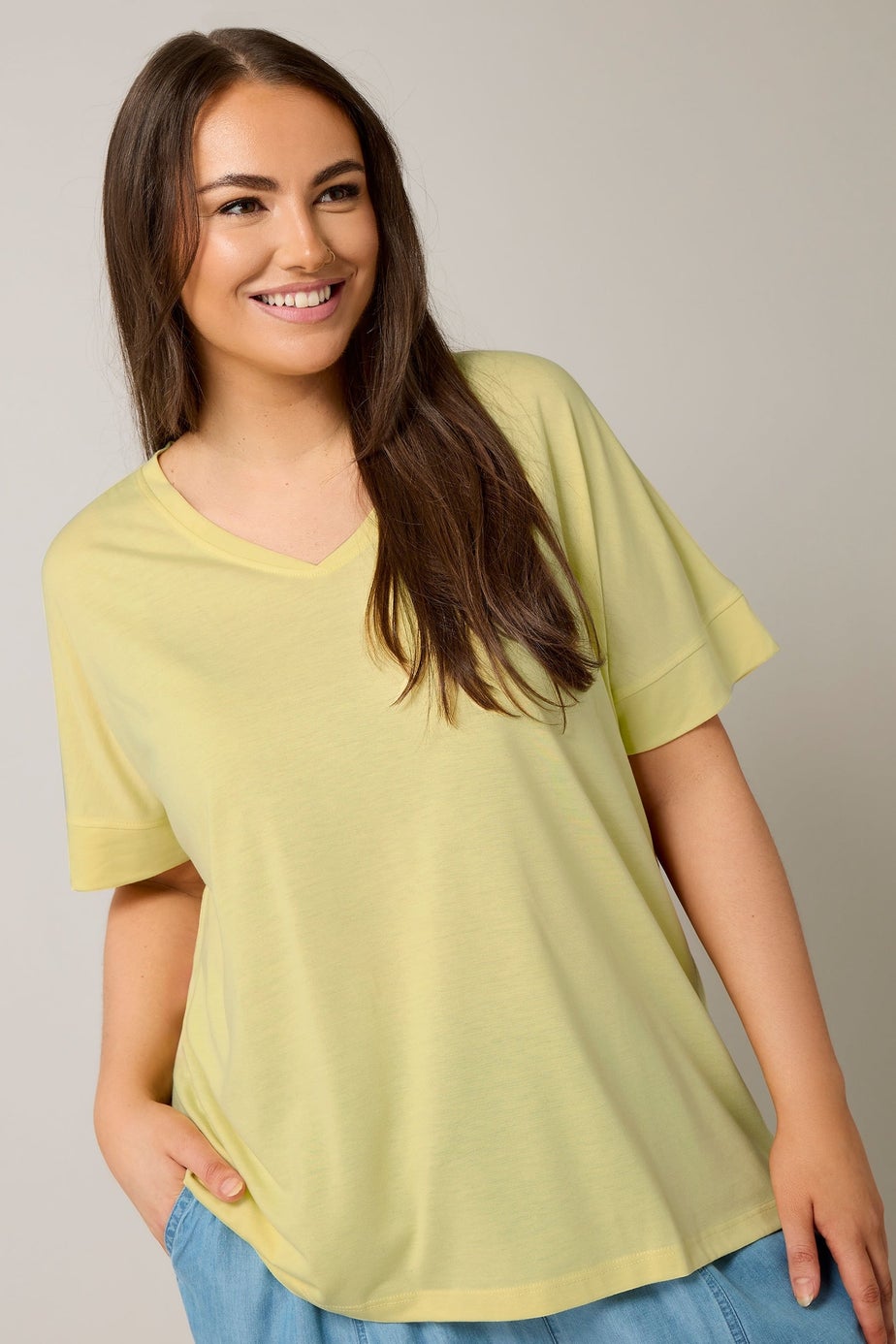 Evans Curve Yellow Short Sleeve Modal Rich T-Shirt