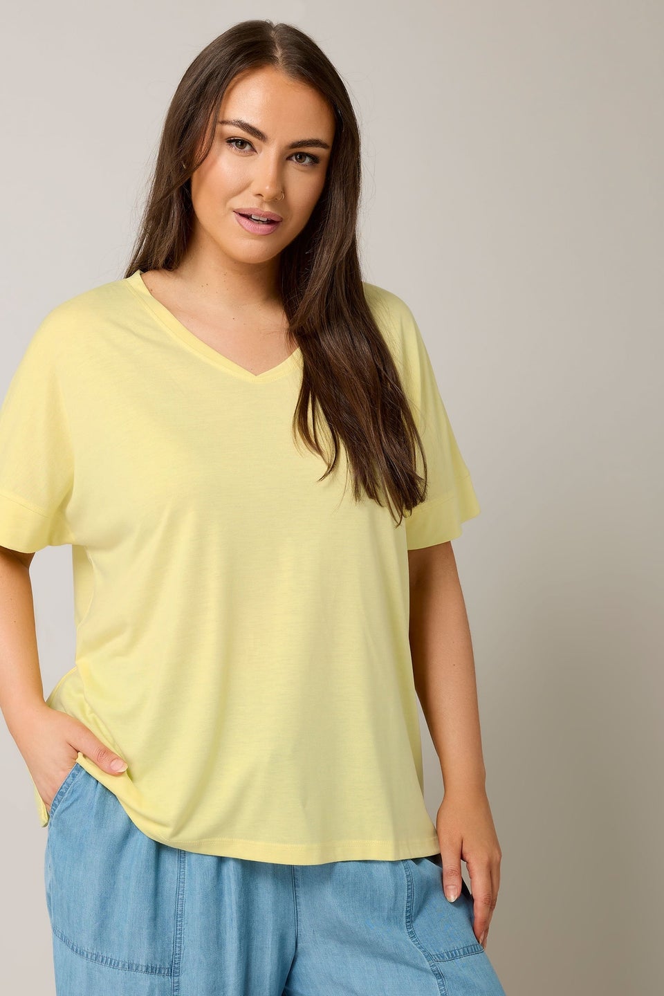 Evans Curve Yellow Short Sleeve Modal Rich T-Shirt