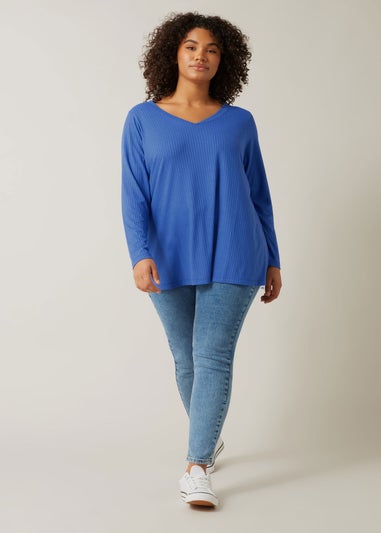 Evans Curve Blue Premium Ribbed Modal Blend Swing Top