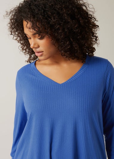 Evans Curve Blue Premium Ribbed Modal Blend Swing Top