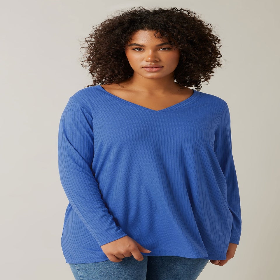 Evans Curve Blue Premium Ribbed Modal Blend Swing Top
