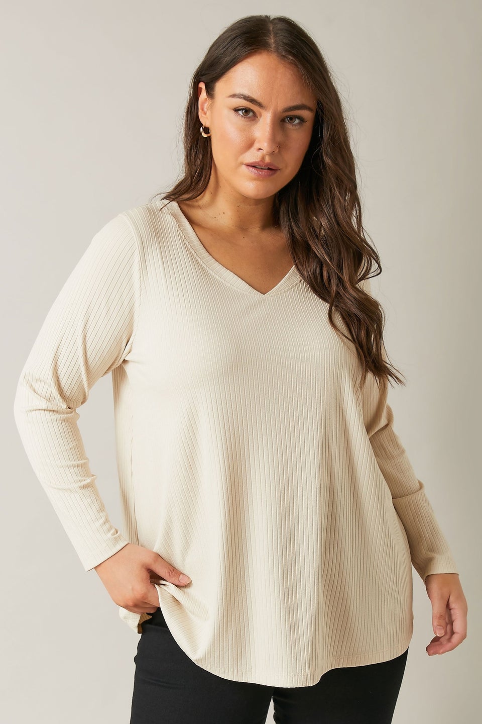 Evans Curve White Premium Ribbed Modal Blend Swing Top