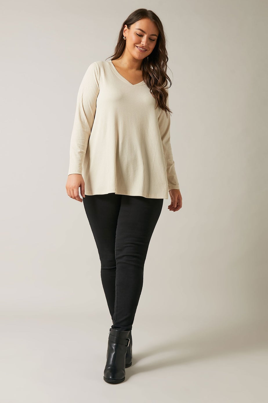 Evans Curve White Premium Ribbed Modal Blend Swing Top