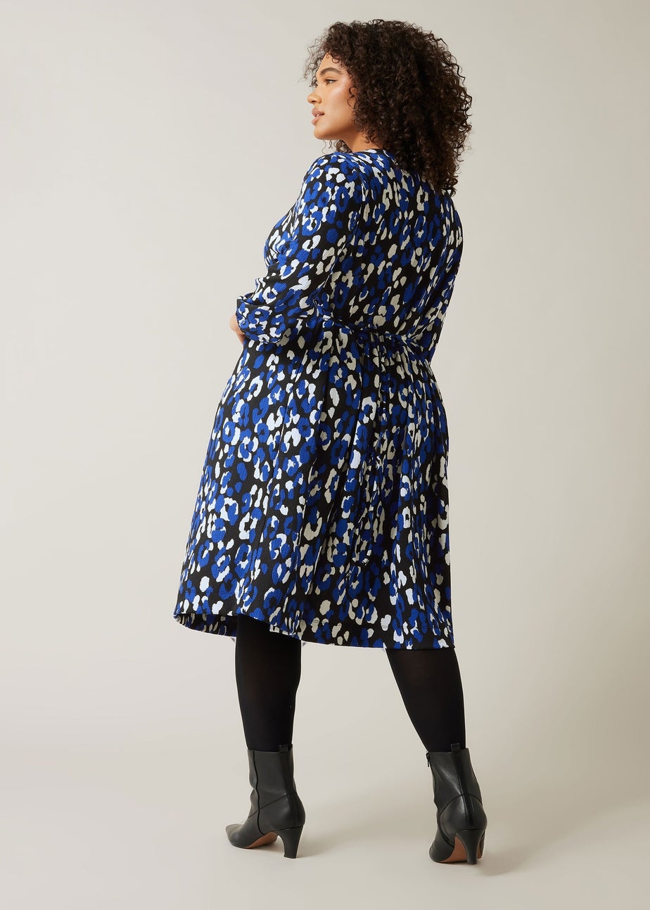 Evans Curve Blue Animal Print Jersey Crepe Dress