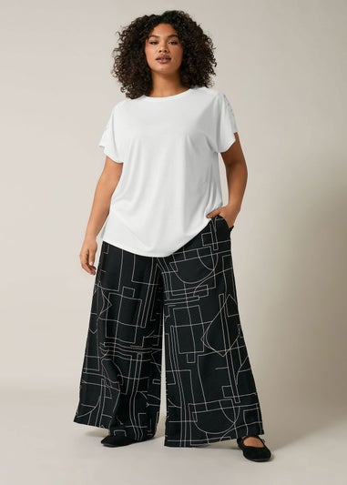 Evans Curve White Crochet Shoulder Modal Rich T-Shirt