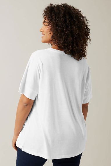 Evans 2 Pack Curve White & Black V-Neck Modal Rich T-Shirts