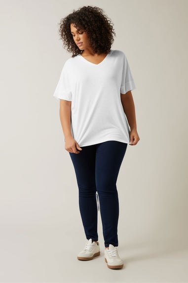 Evans 2 Pack Curve White & Black V-Neck Modal Rich T-Shirts