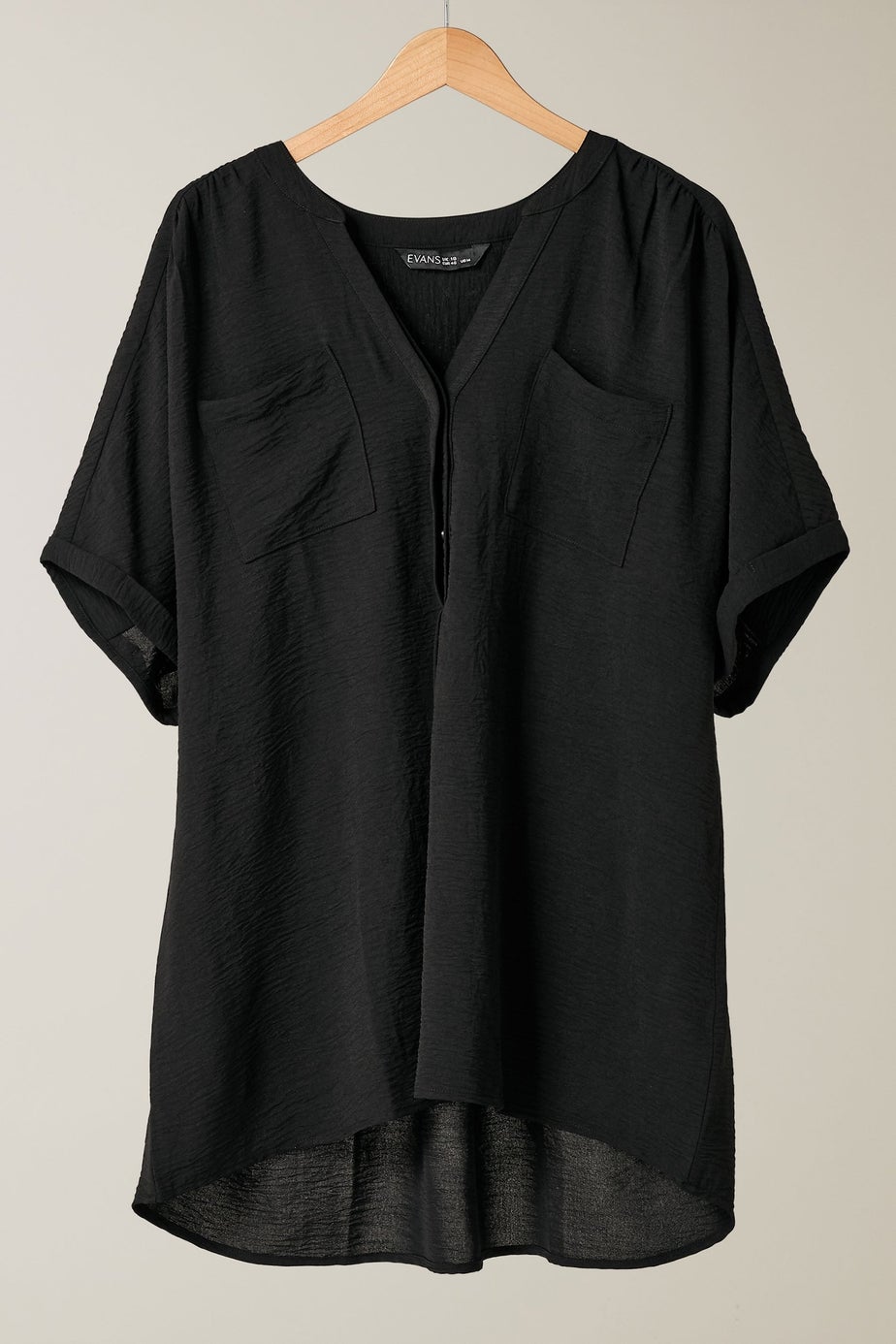 EVANS Curve Black Pocket Front Overhead Utility Shirt