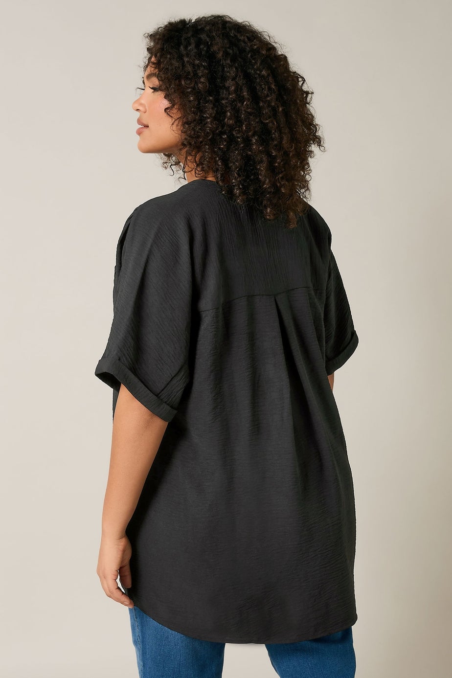 EVANS Curve Black Pocket Front Overhead Utility Shirt