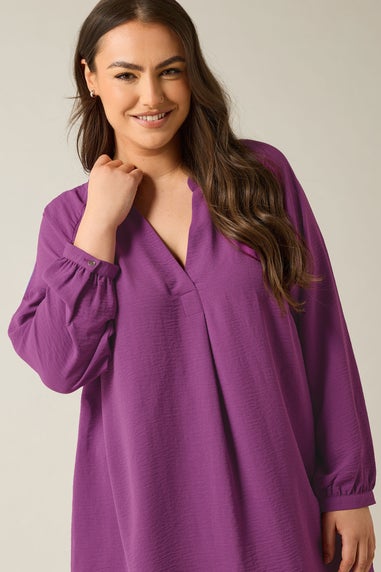EVANS Curve Pink Notch Neck Long Sleeve Blouse
