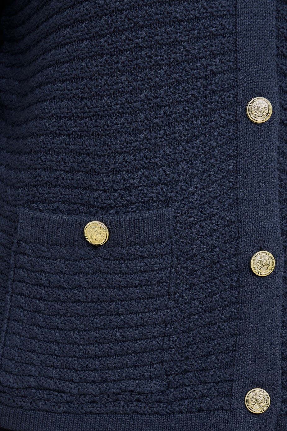 Evans Curve Navy Blue Button Through Knitted Cardigan