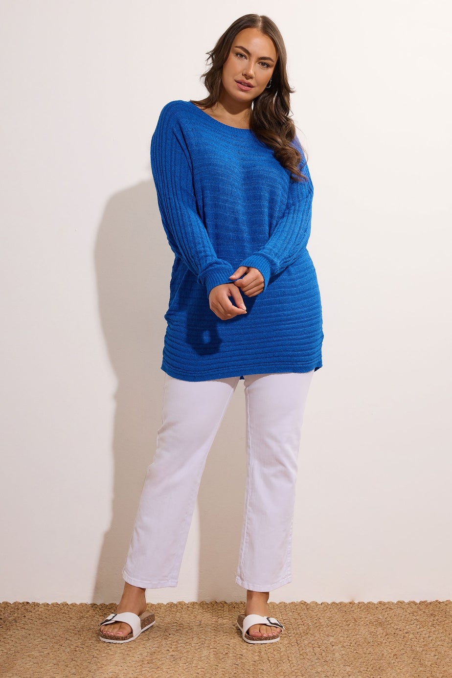 Evans Curve Cobalt Blue Batwing Sleeve Jumper