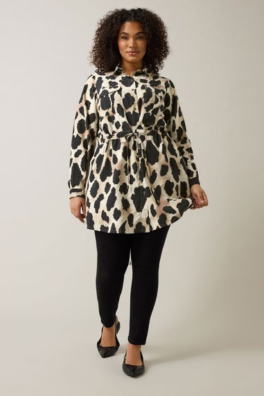 EVANS Curve Natural Brown Leopard Print Shirt