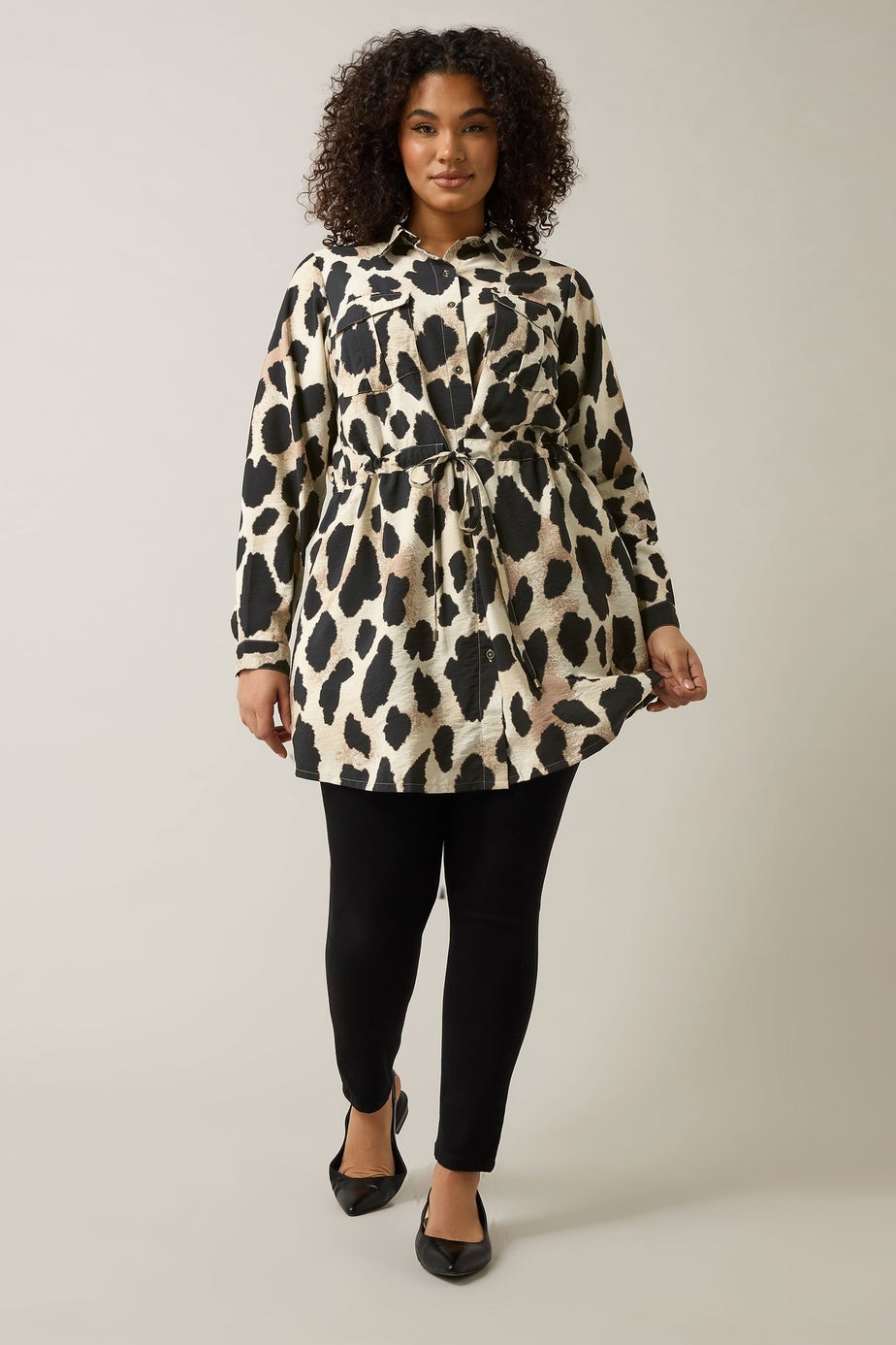 EVANS Curve Natural Brown Leopard Print Shirt