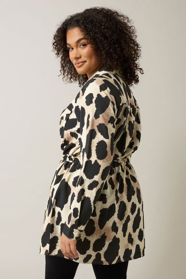 EVANS Curve Natural Brown Leopard Print Shirt