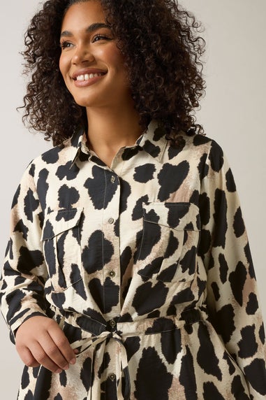 EVANS Curve Natural Brown Leopard Print Shirt