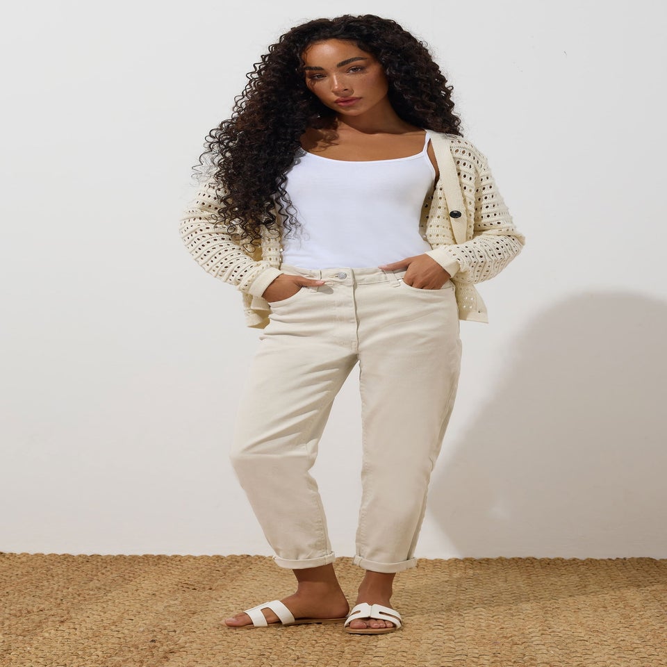 M&Co Cream Ecru Denim Mom Jeans