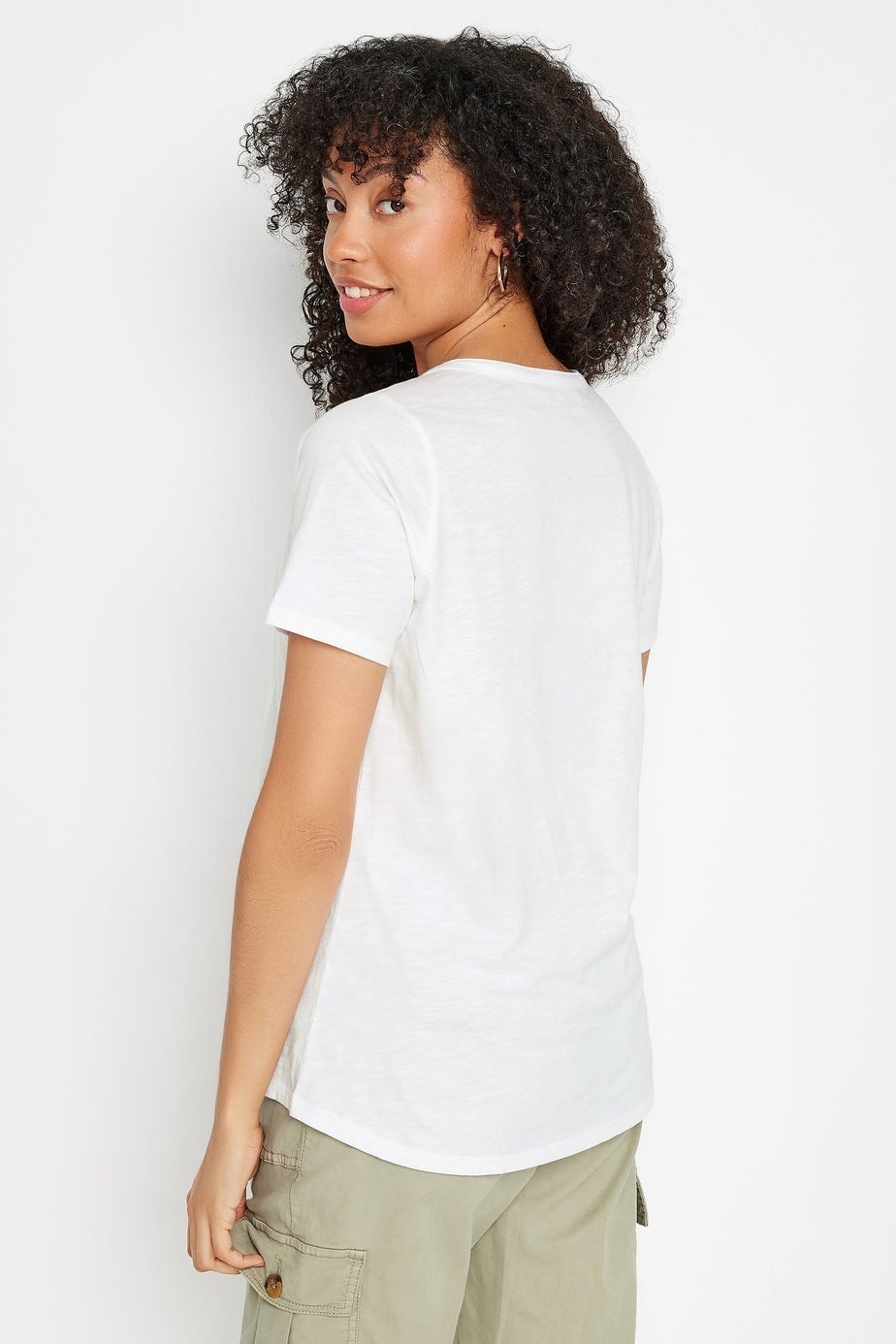 M&Co White Cotton Short Sleeve Henley Top