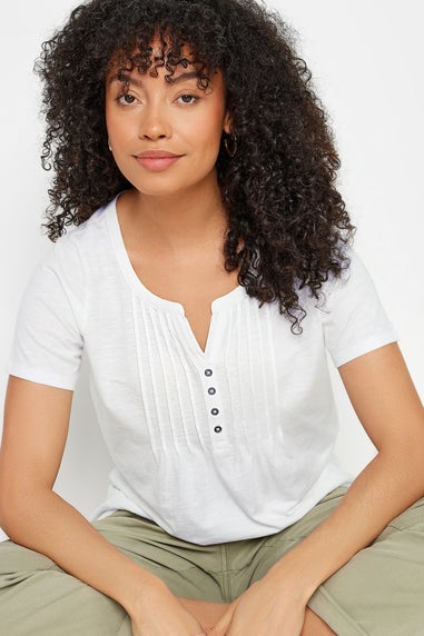 M&Co White Cotton Short Sleeve Henley Top