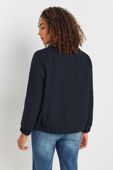 M&Co Navy Blue Boucle Bomber Jacket