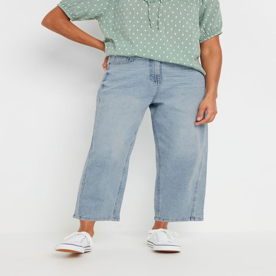 M&Co Blue Light Wash Barrel Jeans