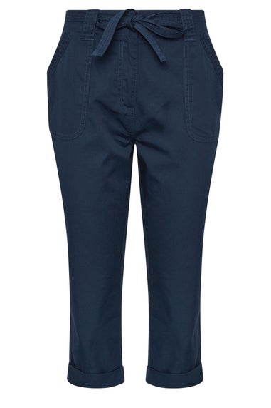 M&Co Navy Blue Cool Cotton Poplin Cropped Trousers