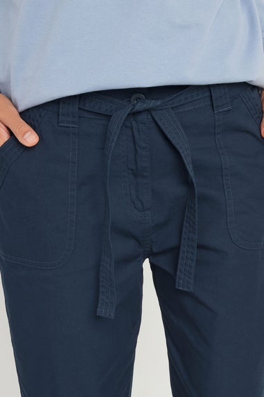 M&Co Navy Blue Cool Cotton Poplin Cropped Trousers