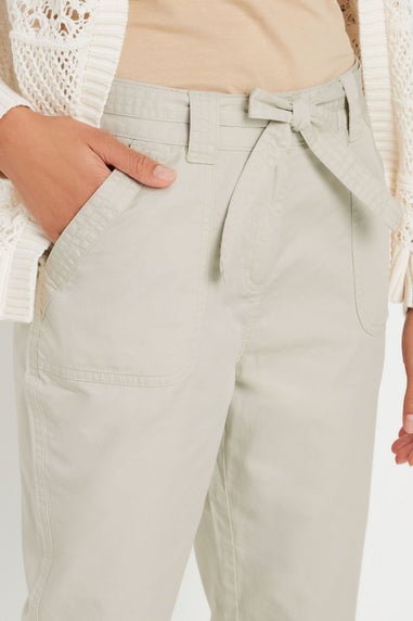 M&Co Natural Brown Cool Cotton Poplin Cropped Trousers