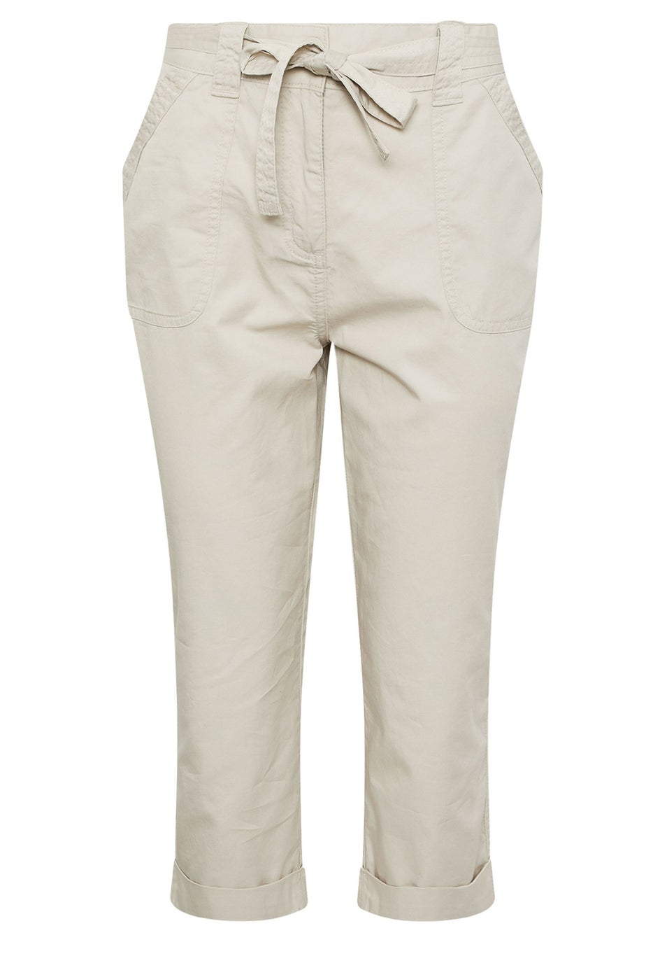 M&Co Natural Brown Cool Cotton Poplin Cropped Trousers