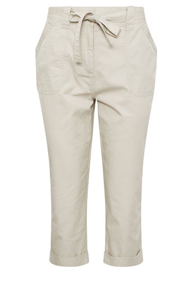 M&Co Natural Brown Cool Cotton Poplin Cropped Trousers