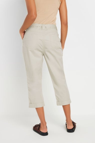 M&Co Natural Brown Cool Cotton Poplin Cropped Trousers