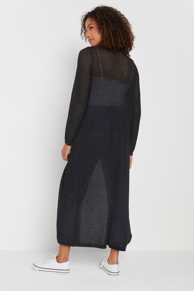 M&Co Black Longline Tape Knit Cardigan