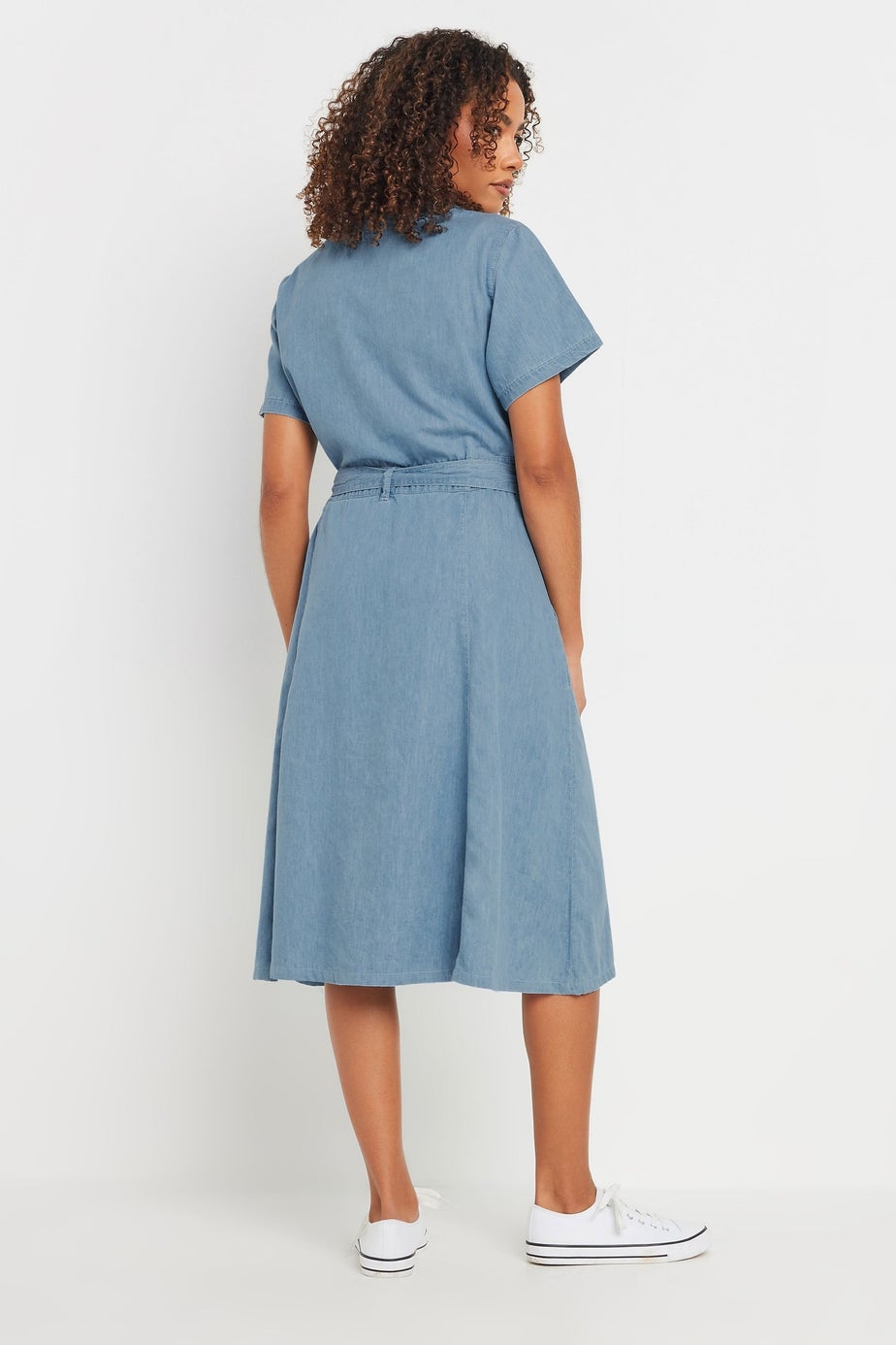 M&Co Blue Collarless Button Through Shirt Dress