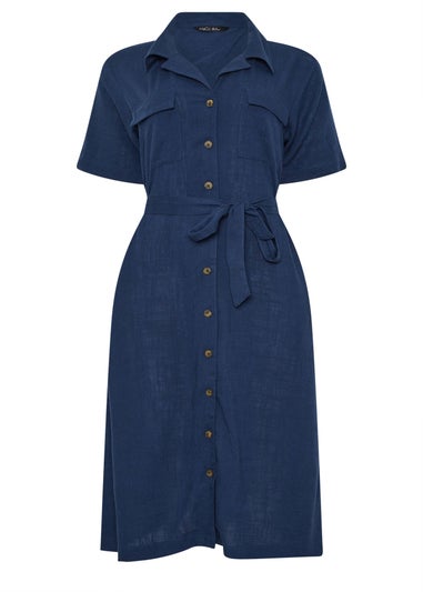 M&Co Navy Blue Linen Shirt Dress