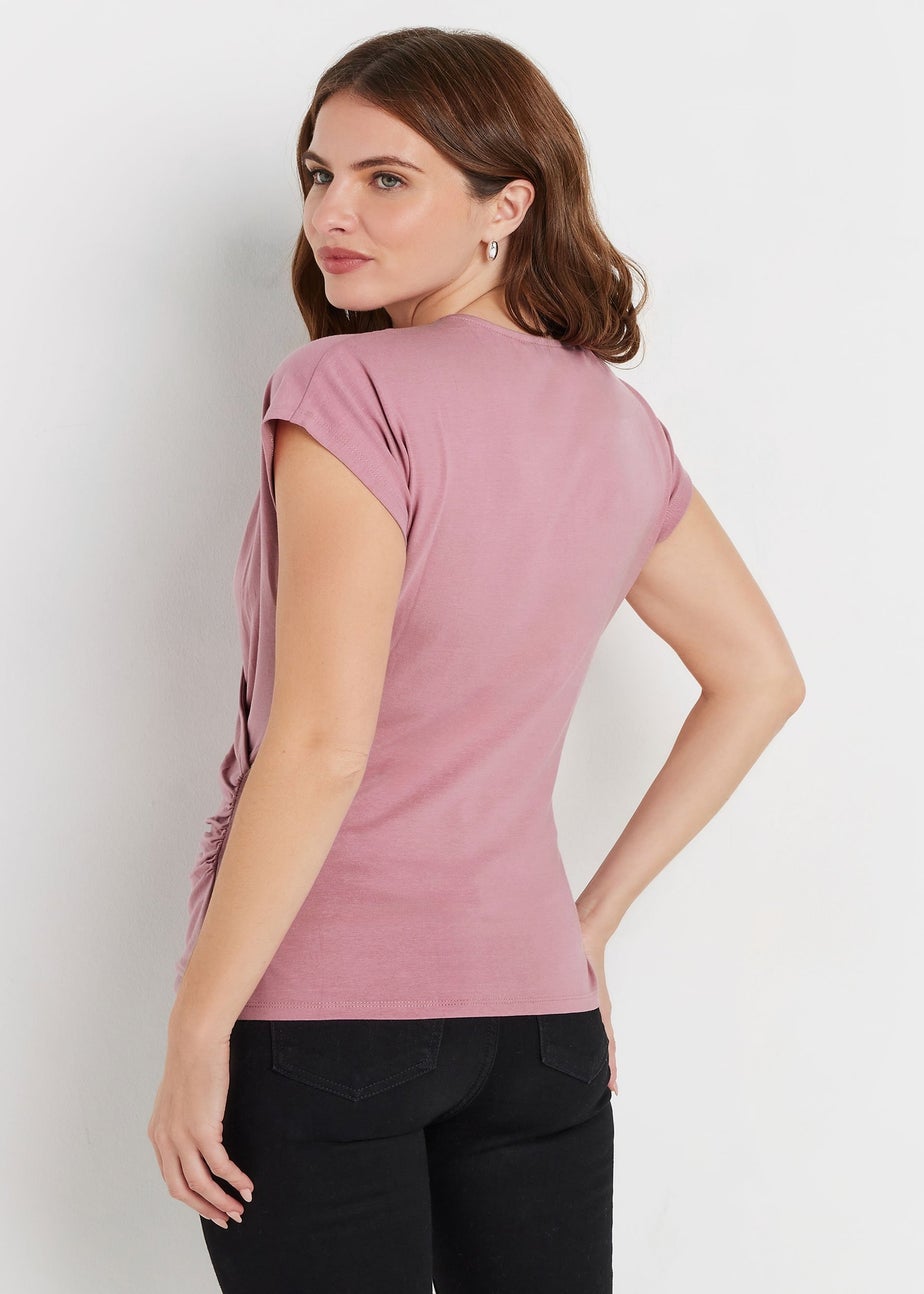 M&Co Pink Short Sleeve Wrap Top