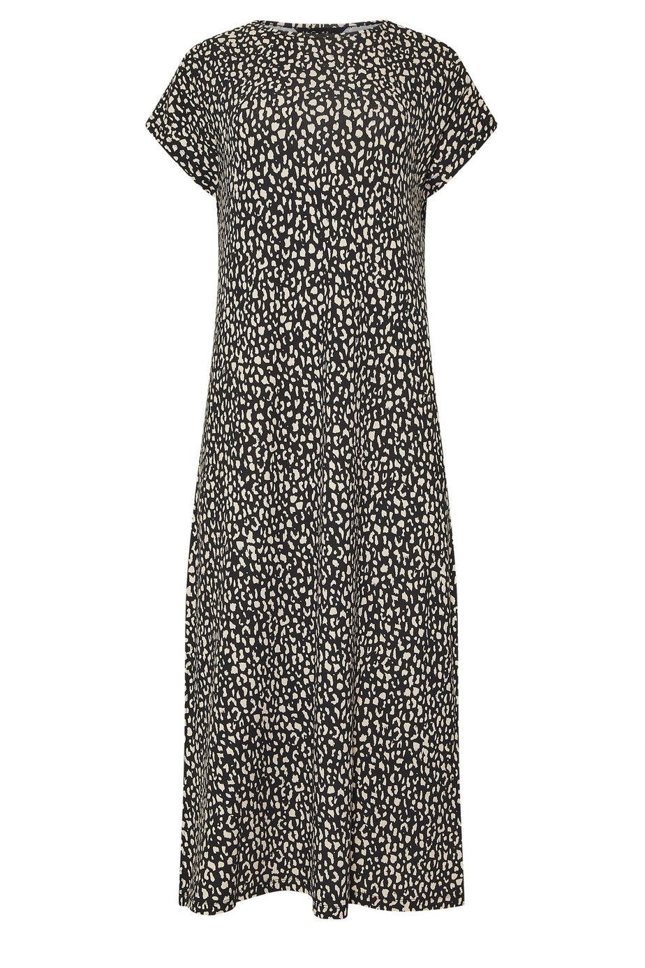 M&Co Black Animal Print Short Sleeve Midi Dress