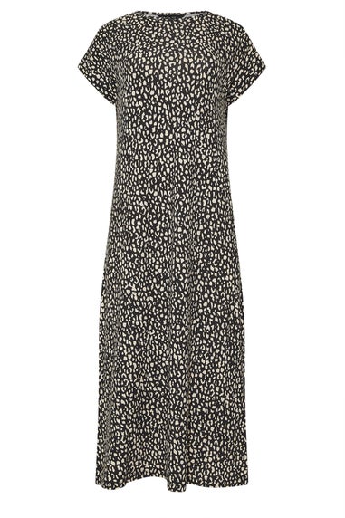 M&Co Black Animal Print Short Sleeve Midi Dress