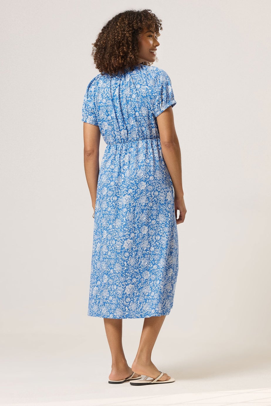 M&Co Blue Floral Print Midi Dress