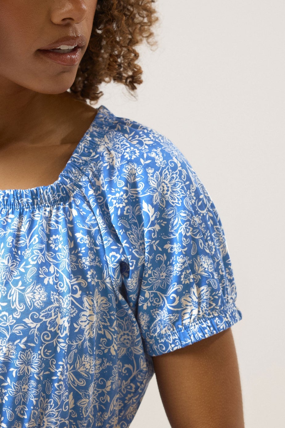 M&Co Blue Floral Print Midi Dress