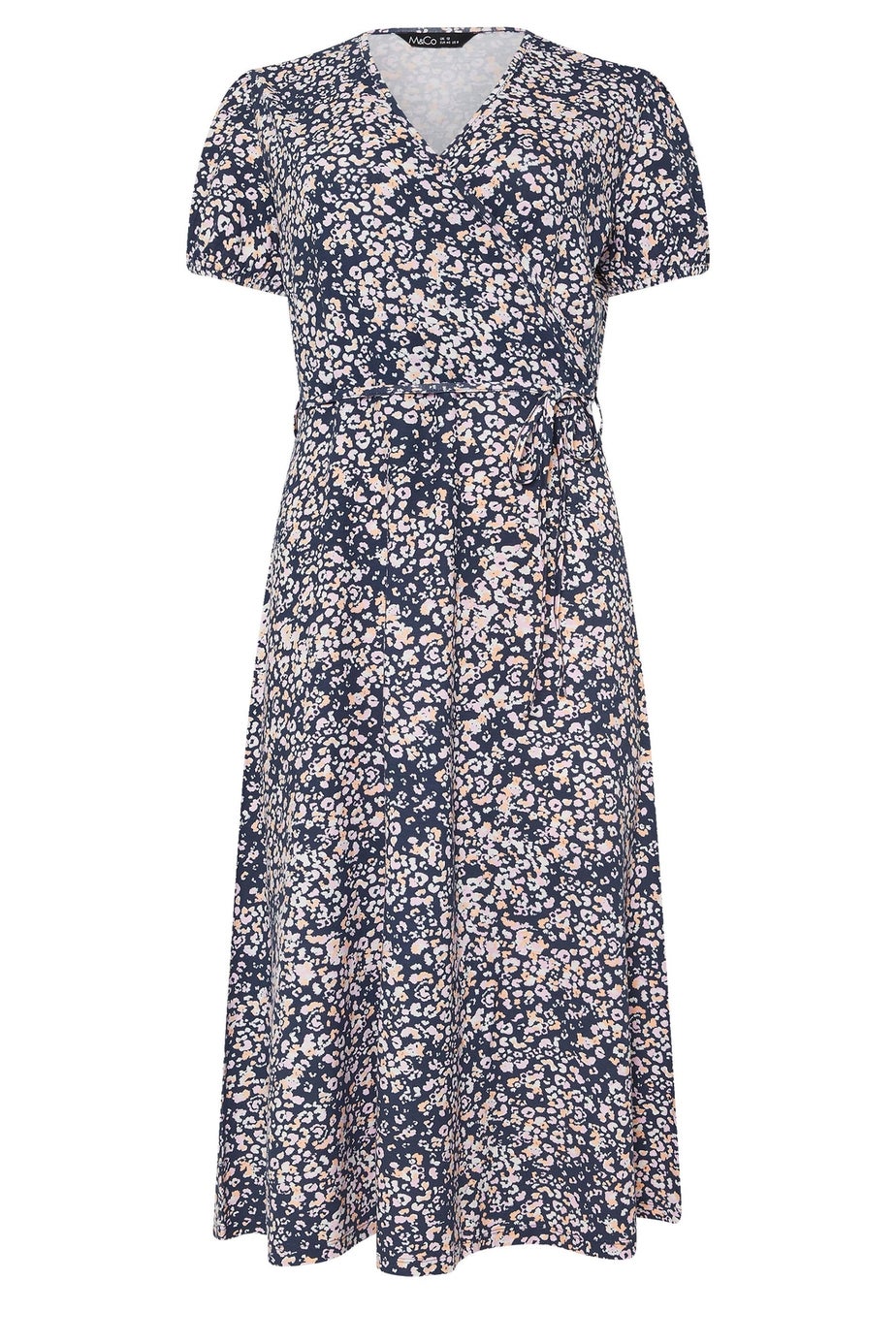 M&Co Navy Blue Animal Print Wrap Dress