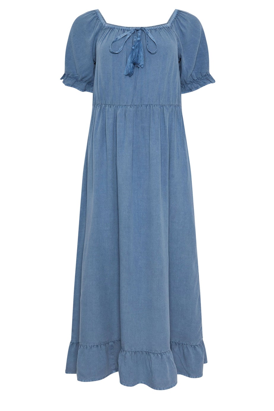 M&Co Blue Acid Wash Tassel Detail Dress