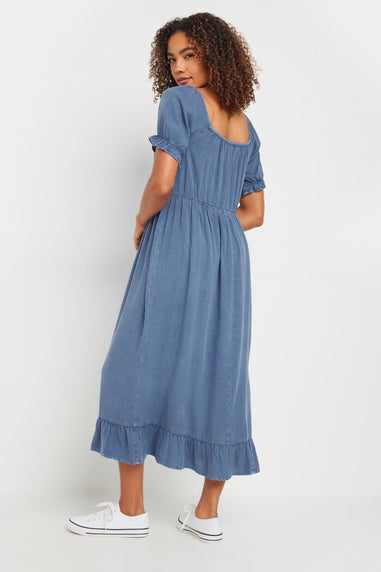 M&Co Blue Acid Wash Tassel Detail Dress