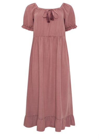 M&Co Pink Acid Wash Tassel Detail Dress